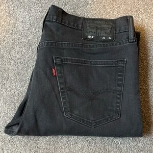 Levis 541 Jeans Mens 34x34 Gray Denim Pants Athletic Taper Stretch